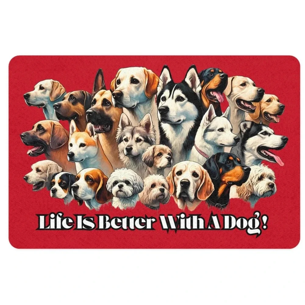 Unique Pet Food Mat, Waterproof Feeding Tray, Dog Lover Gift, Dog Illustration
